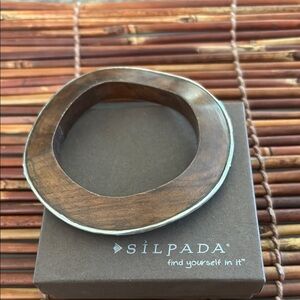 Silpada Wood and Silver Bangle Bracelet